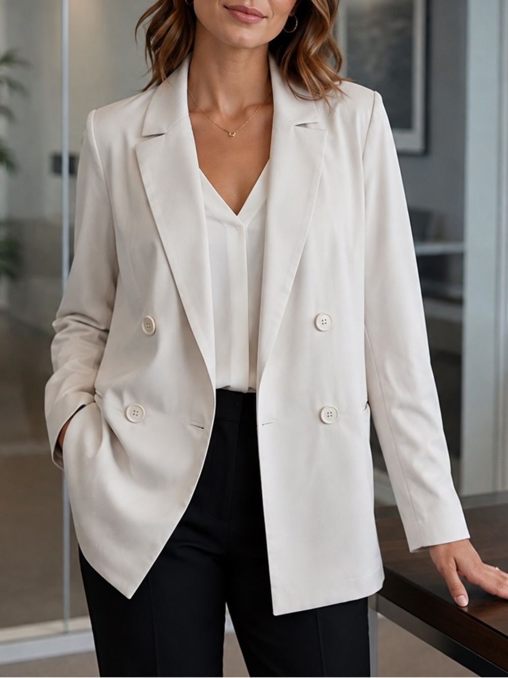 NWT Forever 21 Double-Breasted Cream Blazer Jacket